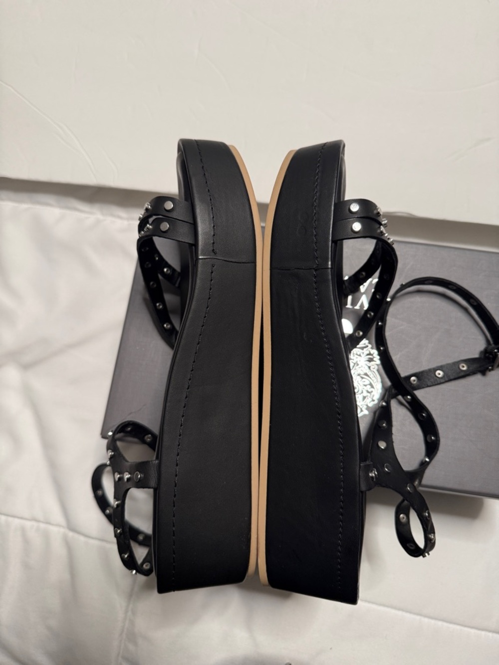 Dolce Vita Black Studded Strappy Ankle Tie Sandals - Picture 5 of 7